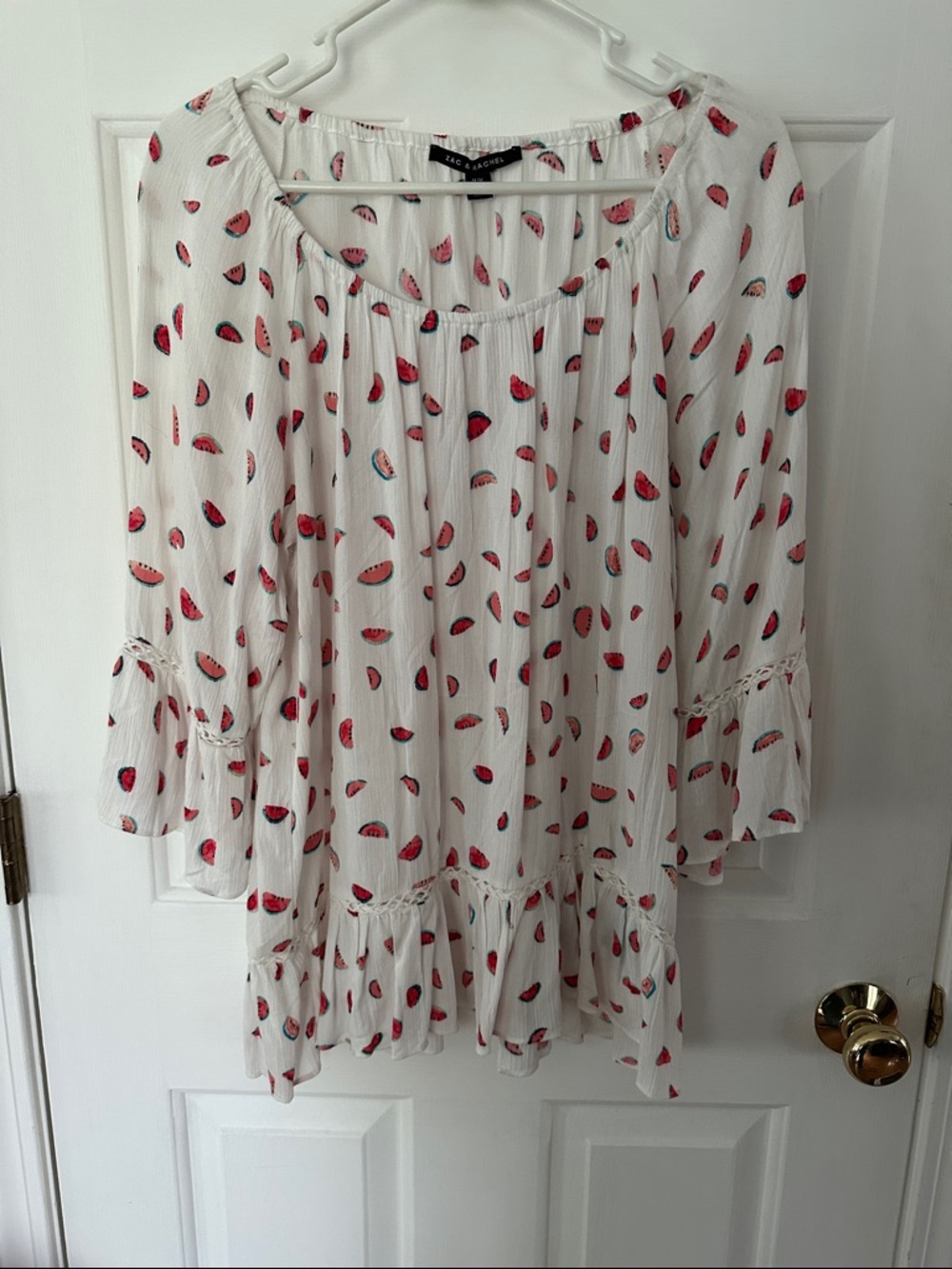 Zac & Rachel White Blouse with Red Watermelon Print